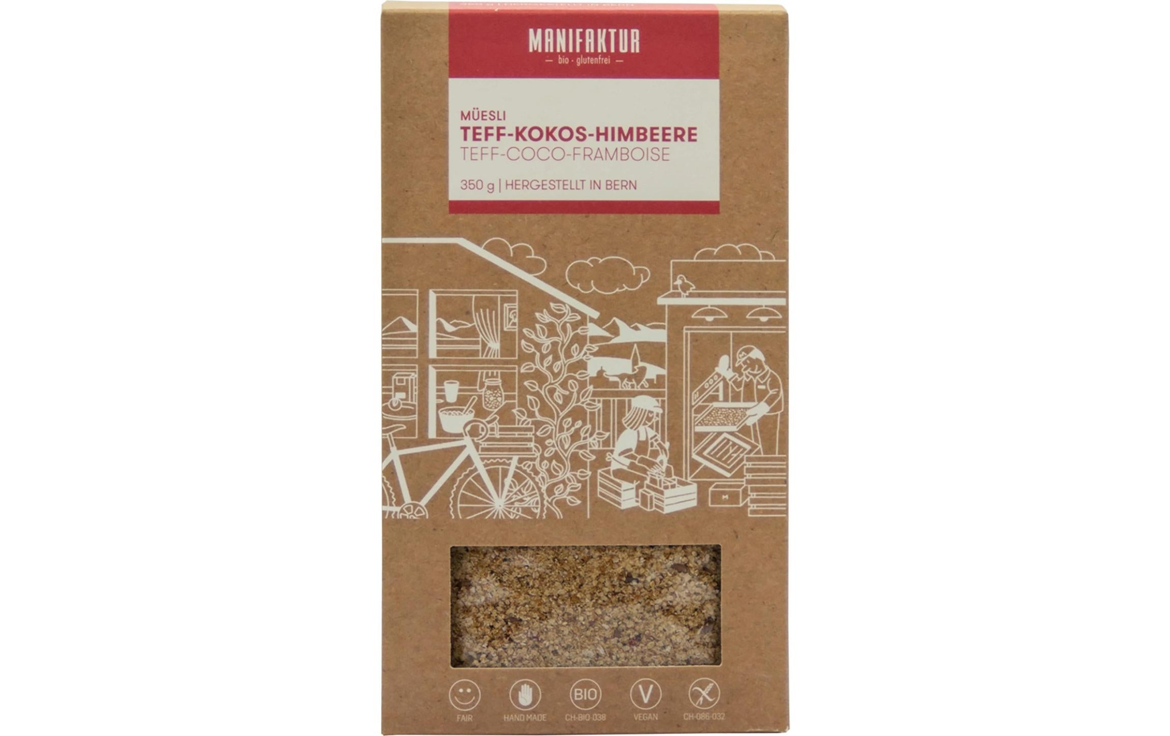 Manifaktur Müesli – Teff, Kokos & Himbeere, bio, vegan – 350 g