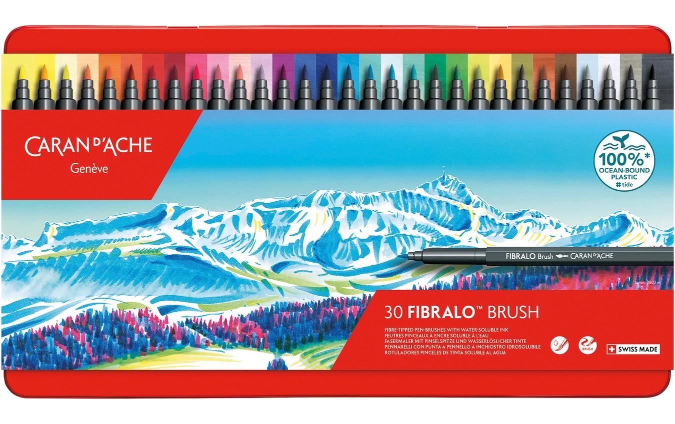 Caran d-Ache Caran d'Ache Fibralo Brush Filzstift – Pinselspitze, wasservermalbar, 30 Farben
