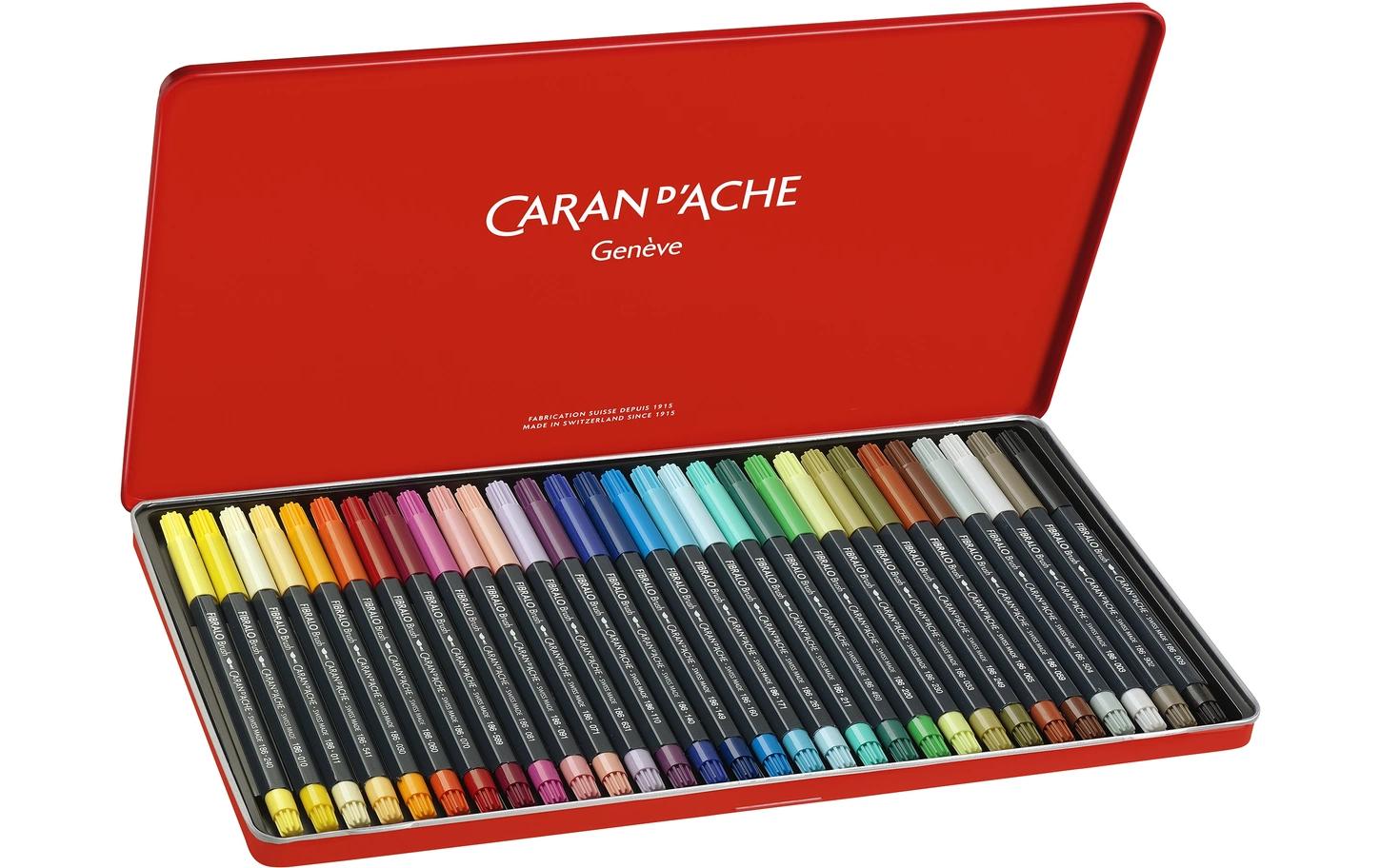 Caran d-Ache Caran d'Ache Fibralo Brush Filzstift – Pinselspitze, wasservermalbar, 30 Farben