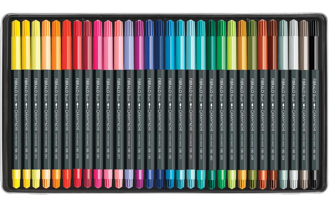 Caran d-Ache Caran d'Ache Fibralo Brush Filzstift – Pinselspitze, wasservermalbar, 30 Farben