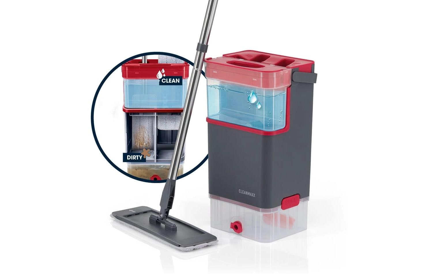 Cleanmaxx Flachwischer Komfort-Mopp – grau – Mikrofaser/Edelstahl
