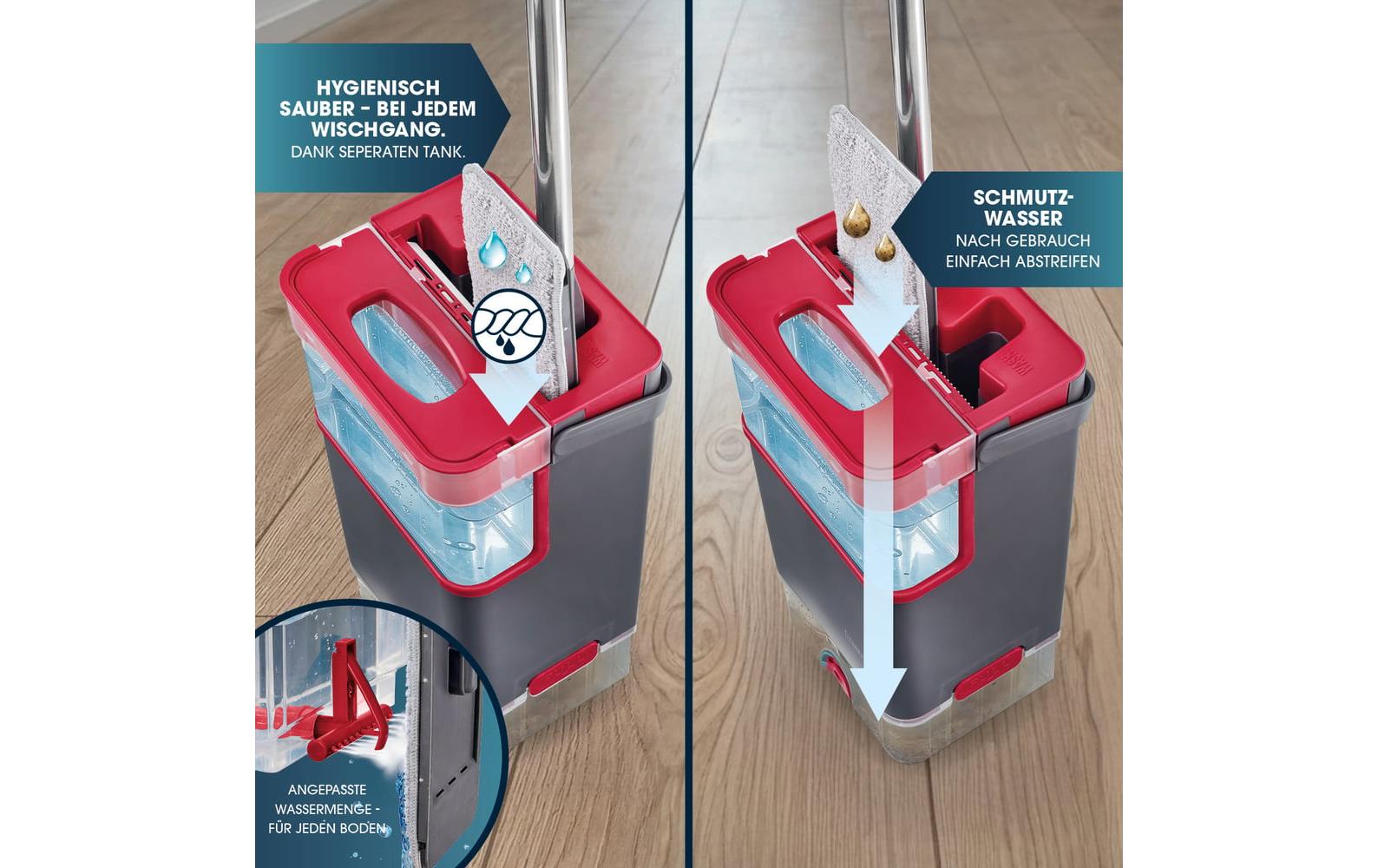 Cleanmaxx Flachwischer Komfort-Mopp – grau – Mikrofaser/Edelstahl
