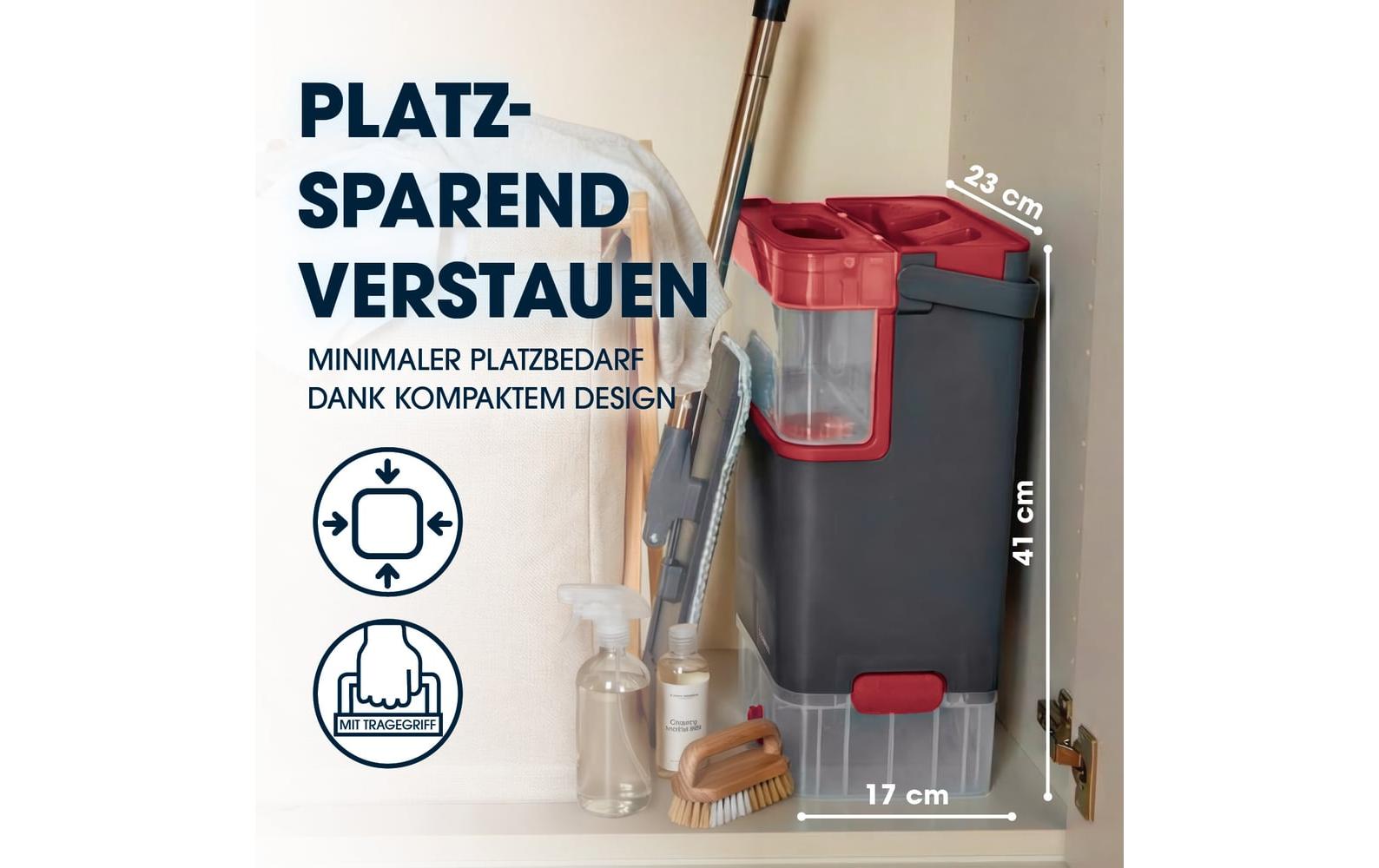 Cleanmaxx Flachwischer Komfort-Mopp – grau – Mikrofaser/Edelstahl