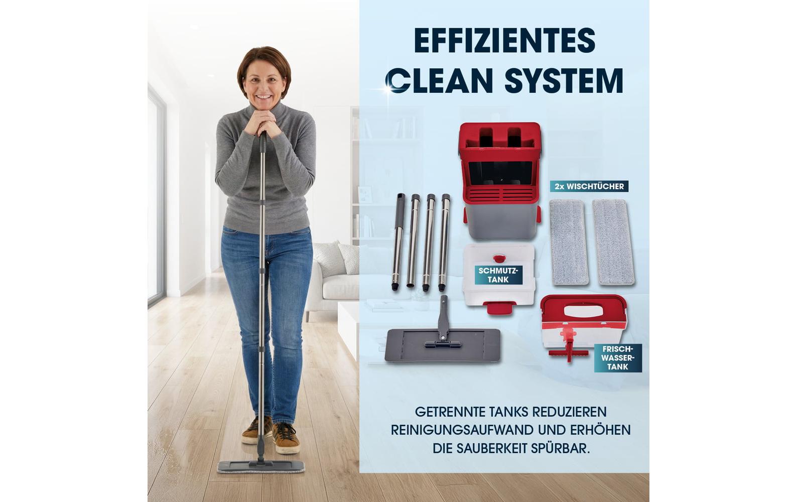 Cleanmaxx Flachwischer Komfort-Mopp – grau – Mikrofaser/Edelstahl