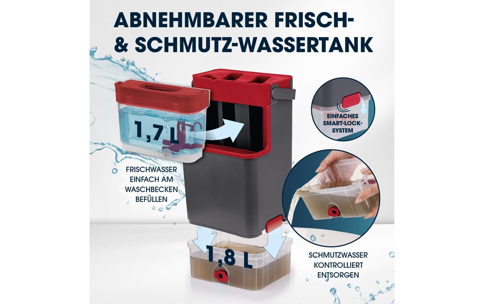 Cleanmaxx Flachwischer Komfort-Mopp – grau – Mikrofaser/Edelstahl