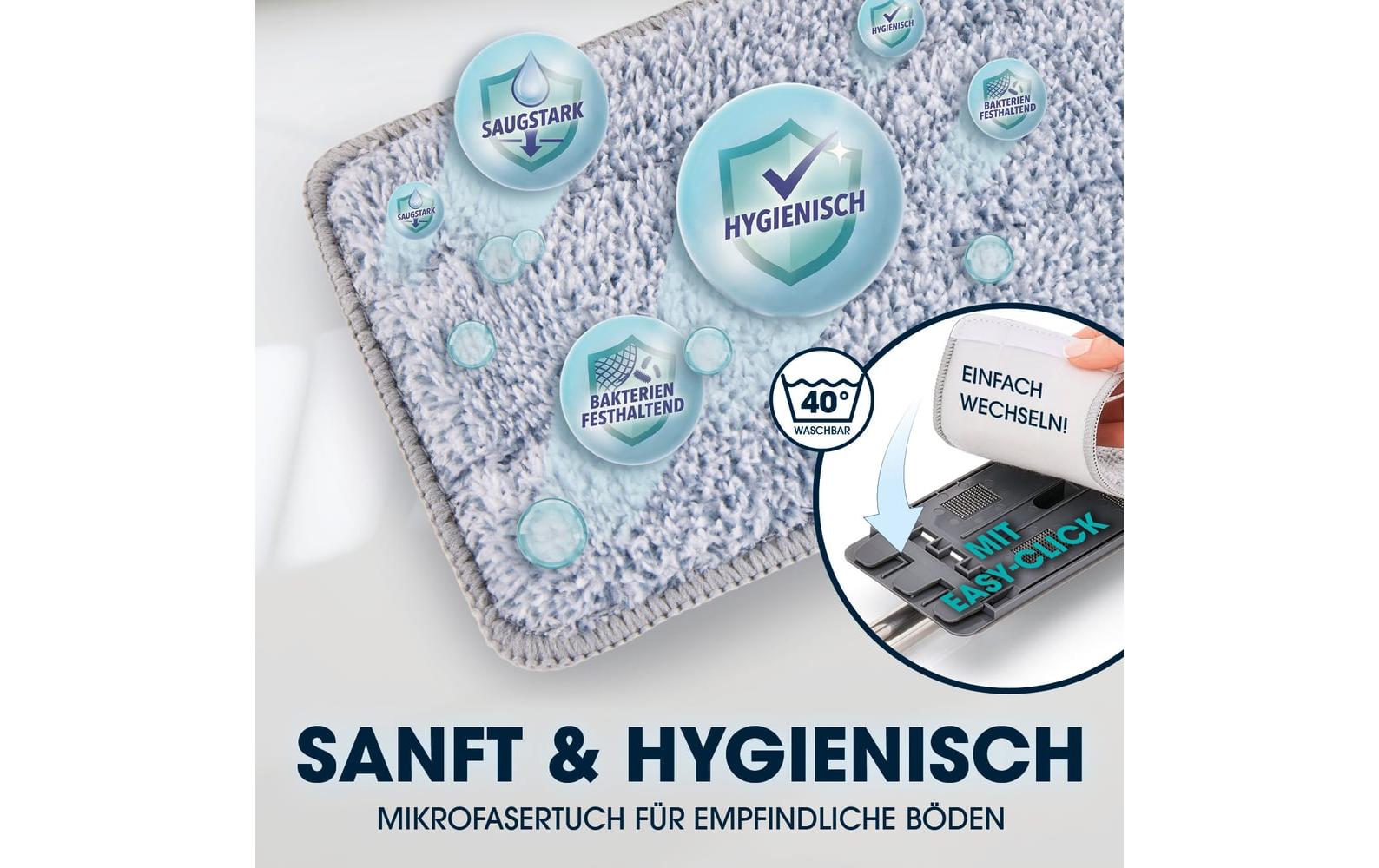 Cleanmaxx Flachwischer Komfort-Mopp – grau – Mikrofaser/Edelstahl
