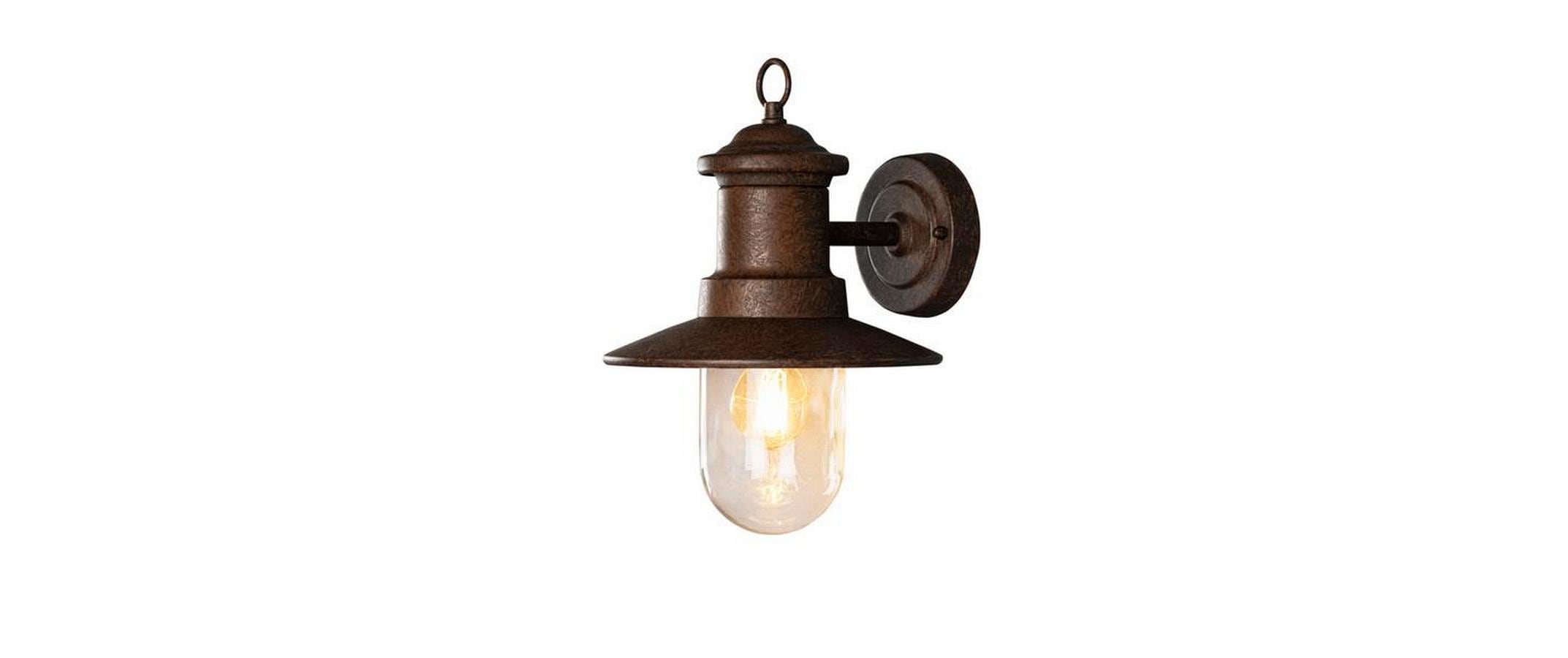 Konstsmide Aussenwandleuchte Napoli – 22×30,5 cm – 60 W, IP44, Netzbetrieb, dimmbar, Braun, Glas, Stahl