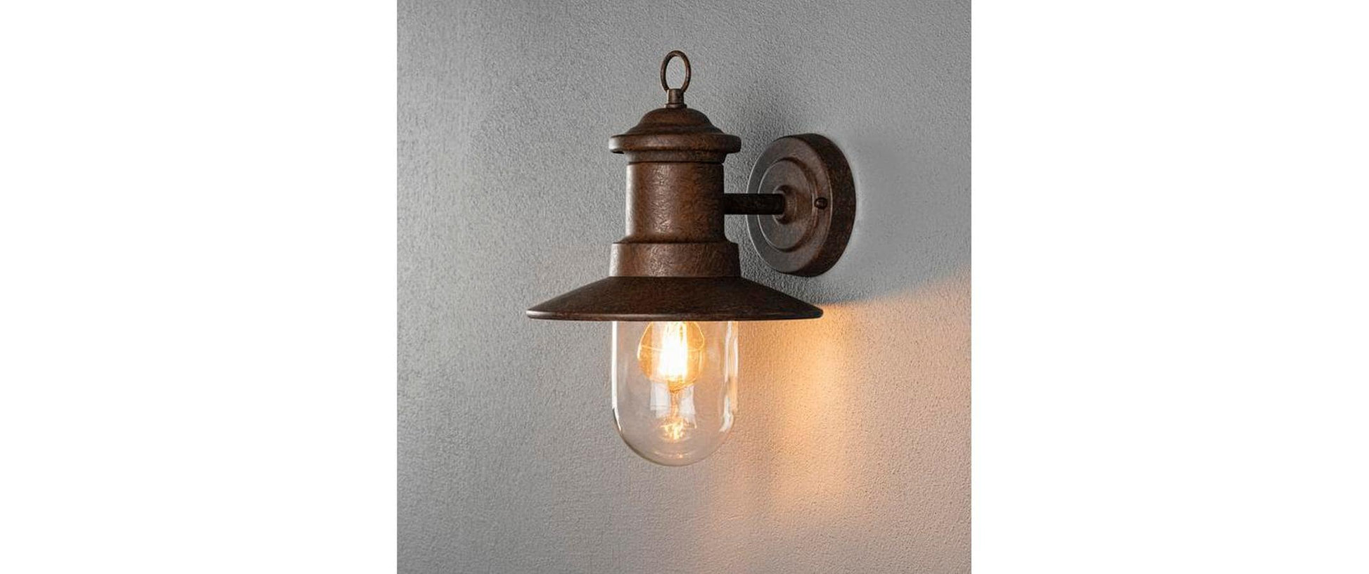 Konstsmide Aussenwandleuchte Napoli – 22×30,5 cm – 60 W, IP44, Netzbetrieb, dimmbar, Braun, Glas, Stahl