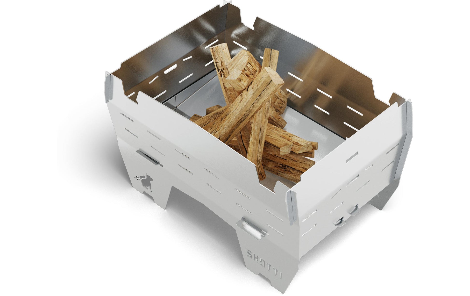 Skotti Camping-Grill Mini – 24 × 16,5 cm Grillfläche, Edelstahl – Silber