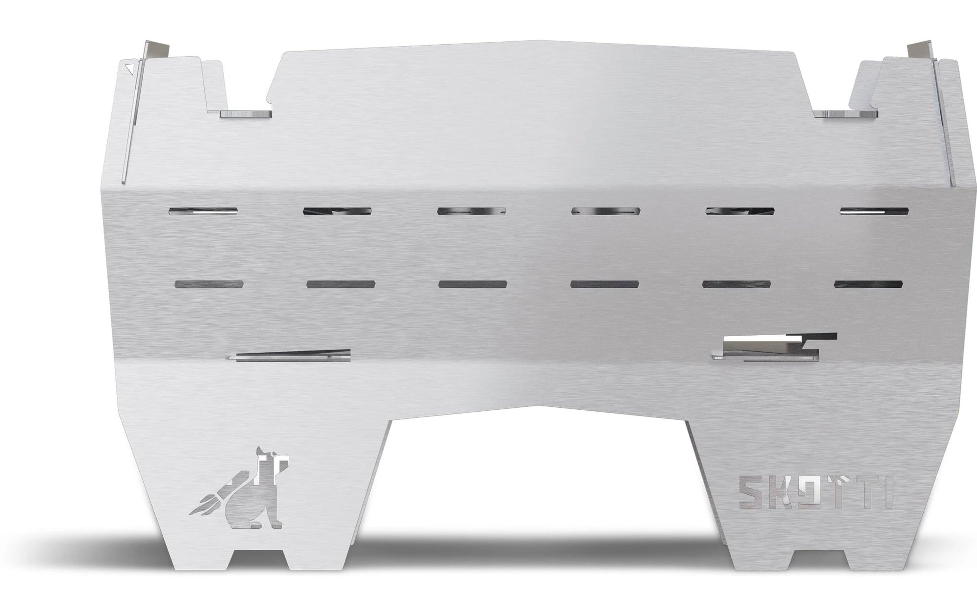 Skotti Camping-Grill Mini – 24 × 16,5 cm Grillfläche, Edelstahl – Silber