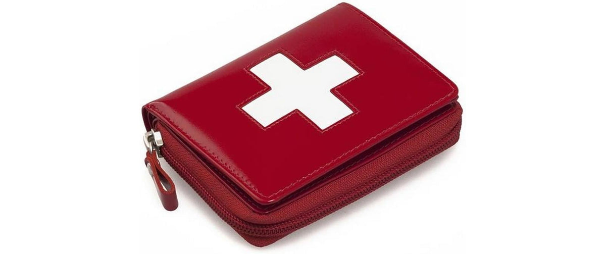 Creanorm Portemonnaie – Reissverschluss, mit Münzfach – 11 × 9 × 2 cm – Rot – Leder – Schweizerkreuz