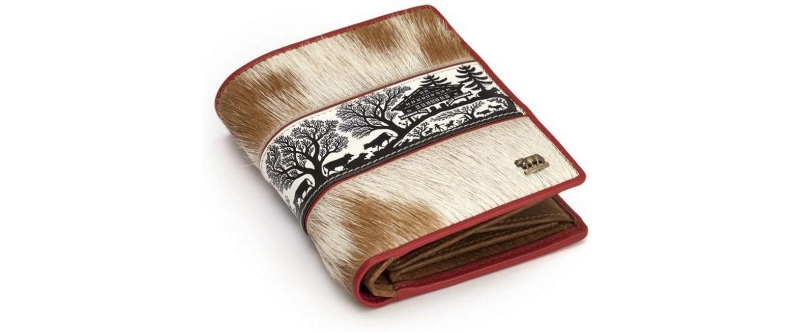 Creanorm Portemonnaie – Aussen Kuhfell, Rindsleder – 2 × 12,5 × 2,5 cm – Mehrfarbig – Scherenschnitt