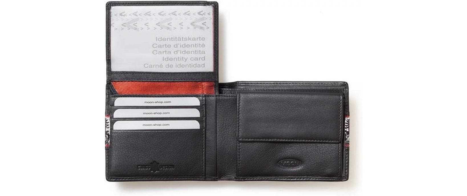Creanorm Portemonnaie – mit Münzfach, Kartenfächer – 12 × 10 × 2 cm – schwarz – Rindsleder – Scherenschnitt
