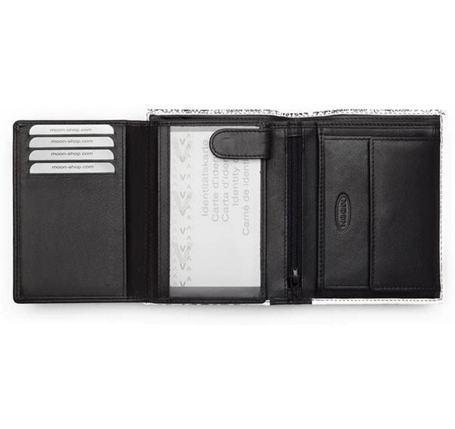 Creanorm Portemonnaie – 100 × 125 × 30 mm – Leder, schwarz-weiss – mit Münzfach, Druckknopf – Scherenschnitt