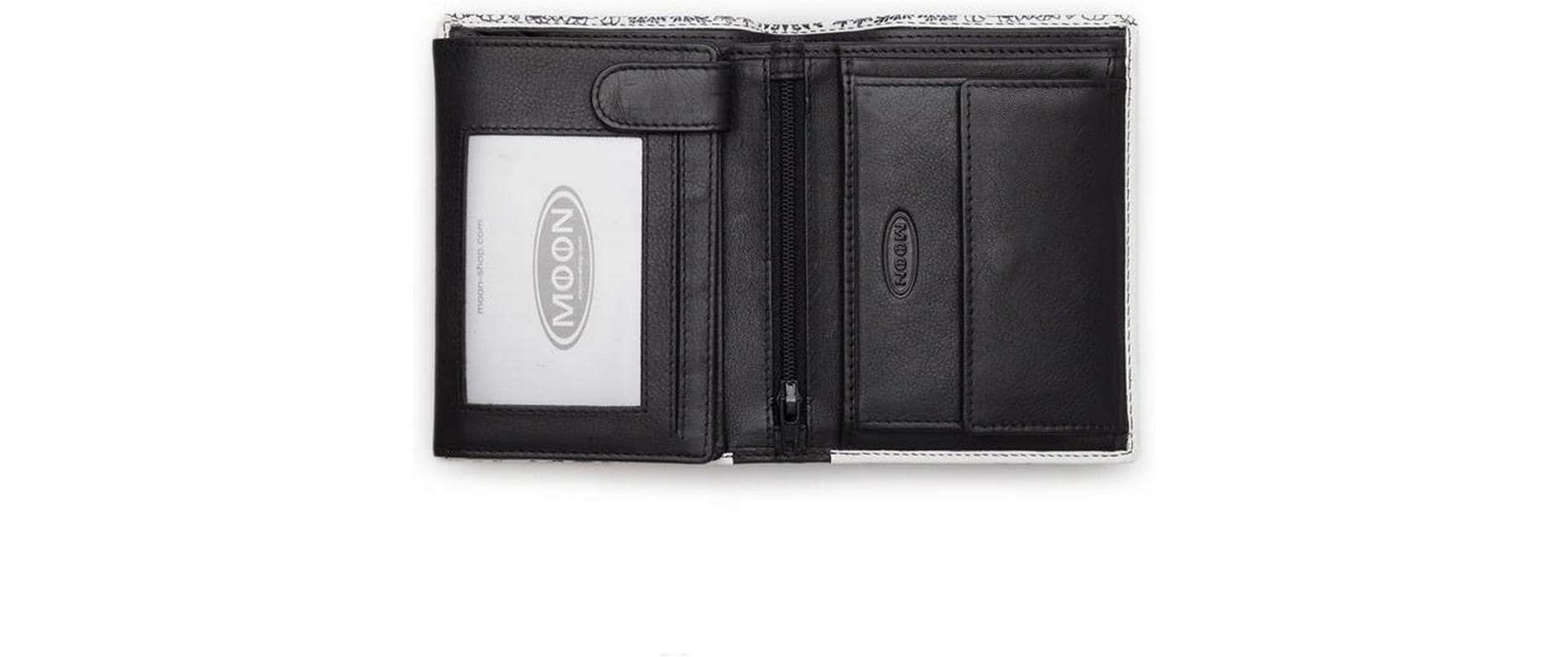 Creanorm Portemonnaie – 100 × 125 × 30 mm – Leder, schwarz-weiss – mit Münzfach, Druckknopf – Scherenschnitt