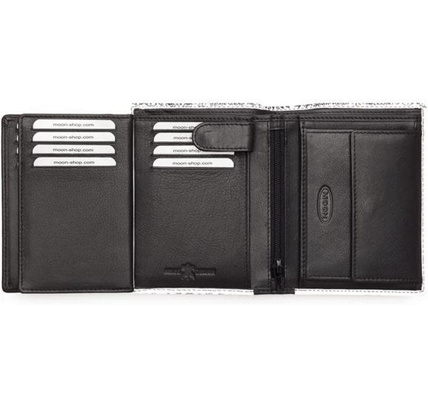 Creanorm Portemonnaie – 100 × 125 × 30 mm – Leder, schwarz-weiss – mit Münzfach, Druckknopf – Scherenschnitt