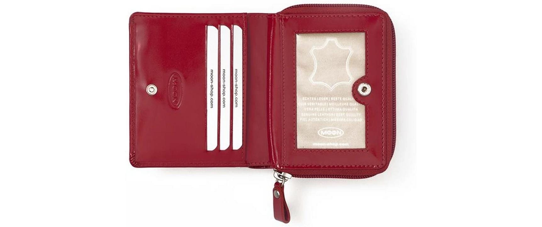 Creanorm Portemonnaie – Reissverschluss, mit Münzfach – 11 × 9 × 2 cm – Rot – Leder – Schweizerkreuz