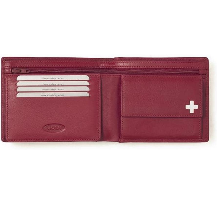Creanorm Portemonnaie – Reissverschluss, Münzfach – 125×100×25 mm – Rot – Leder – Schweizerkreuz