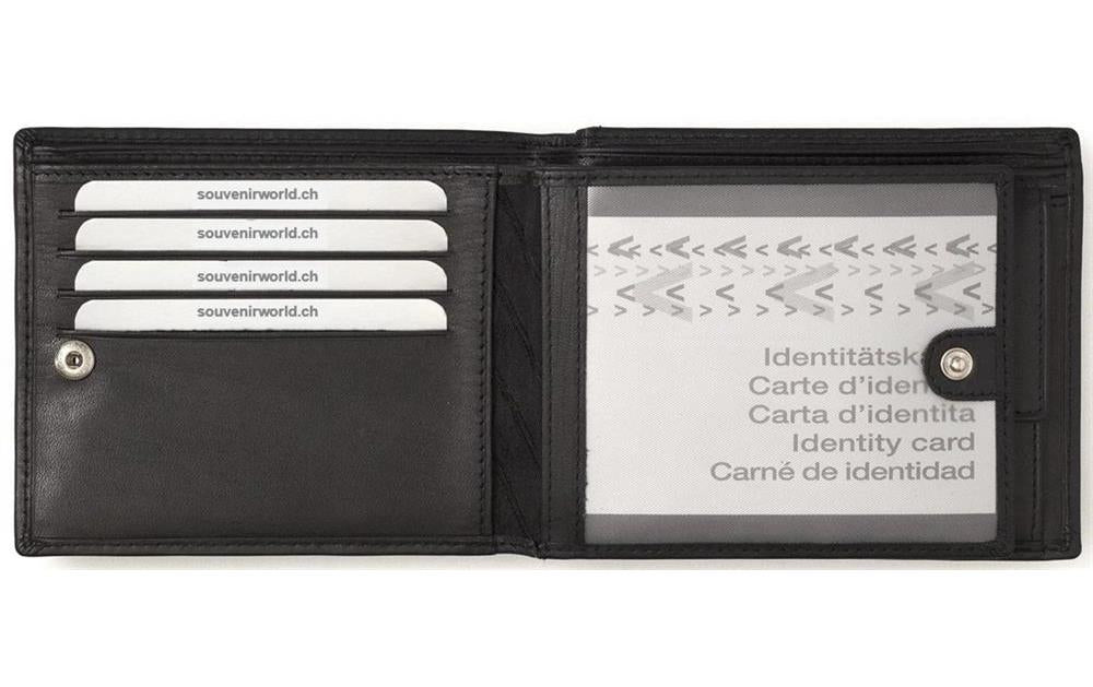 Creanorm Portemonnaie – RFID-Schutz, Münzfach – 11×9×2 cm – Schwarz, Leder – Schweizerkreuz