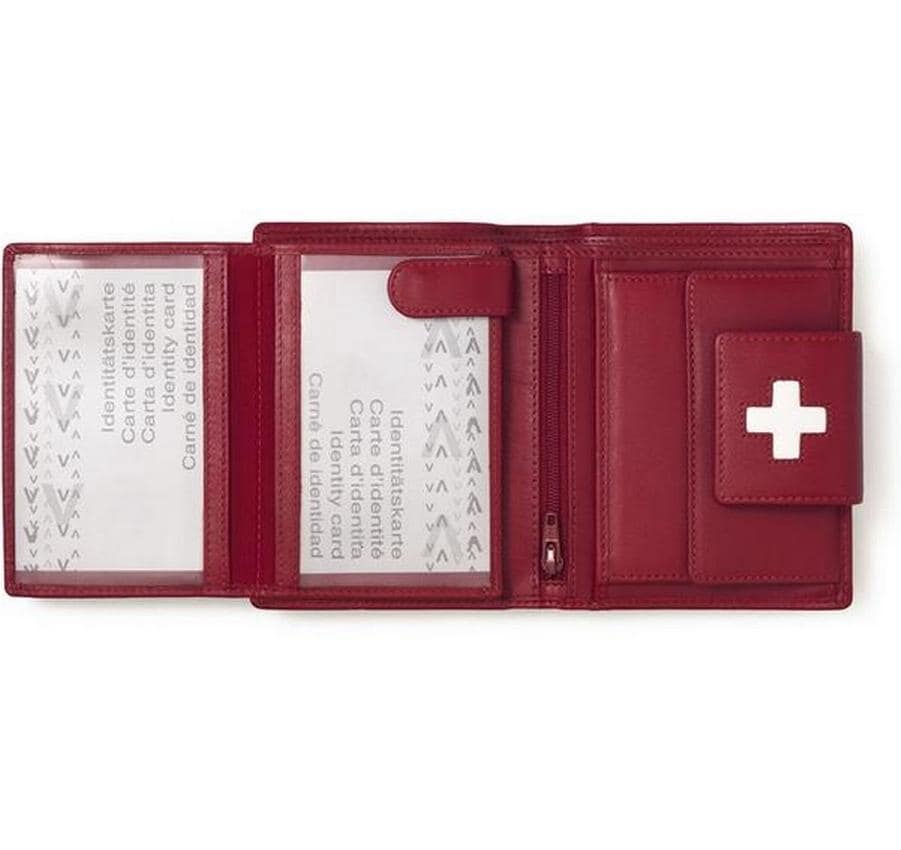 Creanorm Portemonnaie – mit Münzfach, Kartentasche, Druckknopfverschluss – 12,5 × 10 × 3 cm – rot – Leder