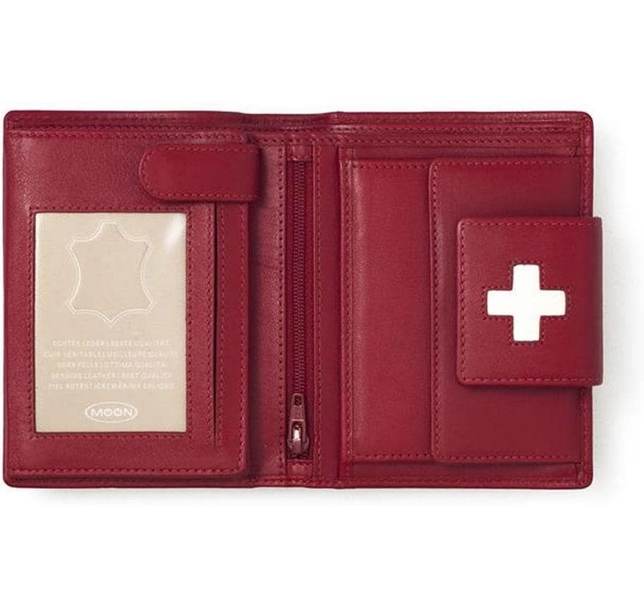 Creanorm Portemonnaie – mit Münzfach, Kartentasche, Druckknopfverschluss – 12,5 × 10 × 3 cm – rot – Leder