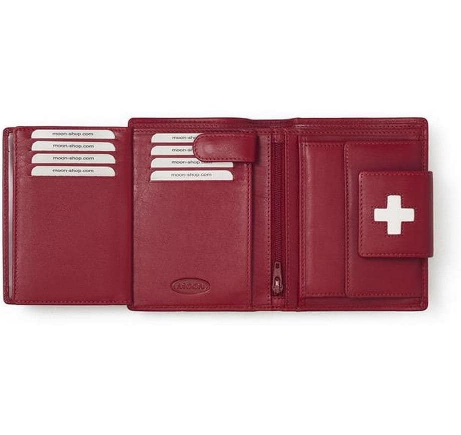 Creanorm Portemonnaie – mit Münzfach, Kartentasche, Druckknopfverschluss – 12,5 × 10 × 3 cm – rot – Leder