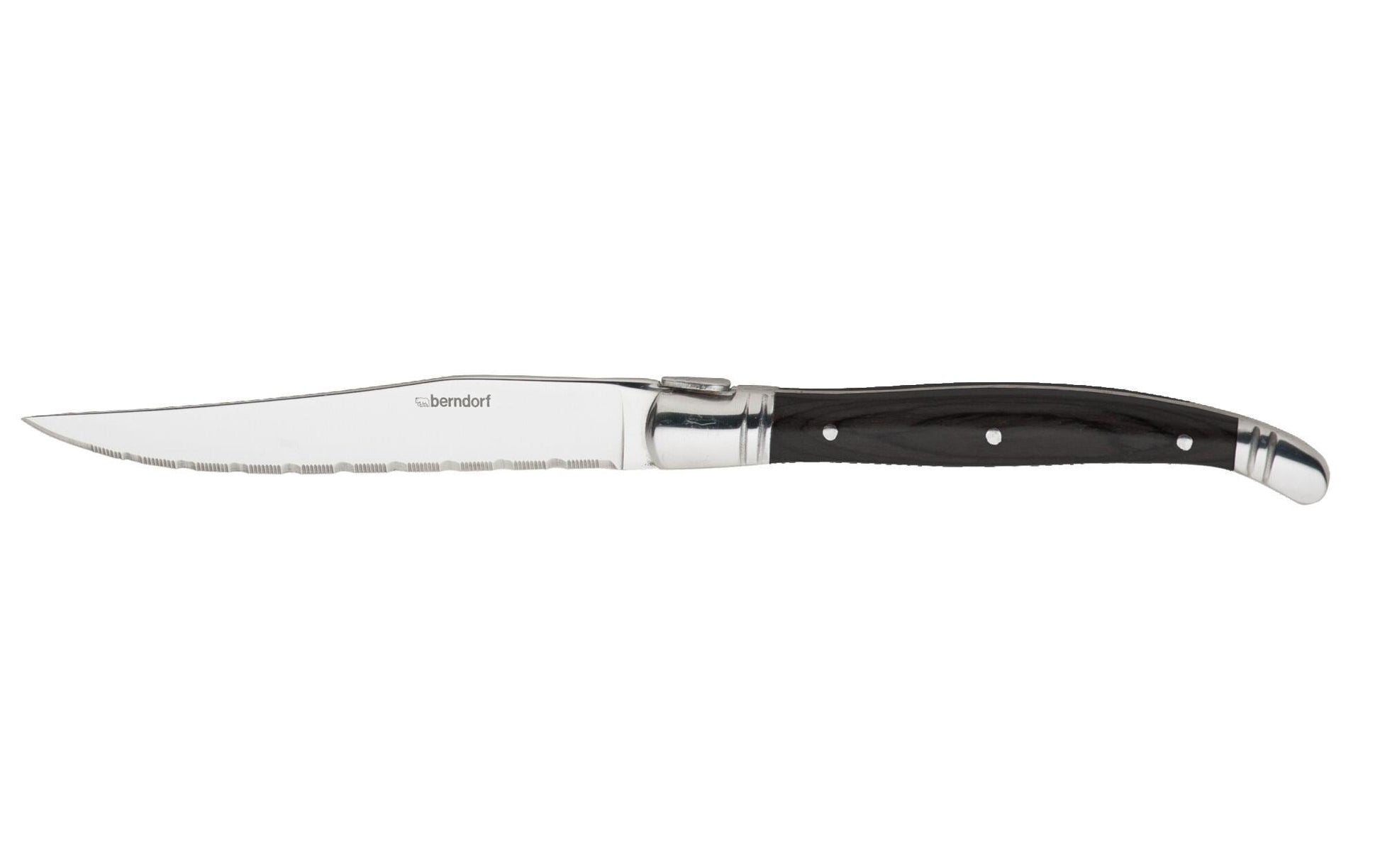 Berndorf Steakmesser-Set – 6er-Set, Wellenschliff, Edelstahl, Holzgriff, Schwarz, spülmaschinenfest