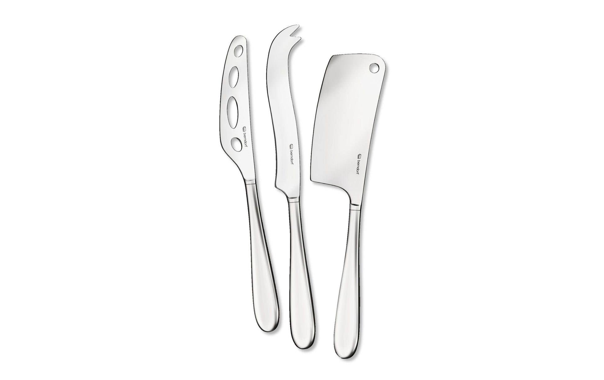 Berndorf Käsemesser-Set 3-teilig, Edelstahlklingen, Edelstahlgriff, Silber