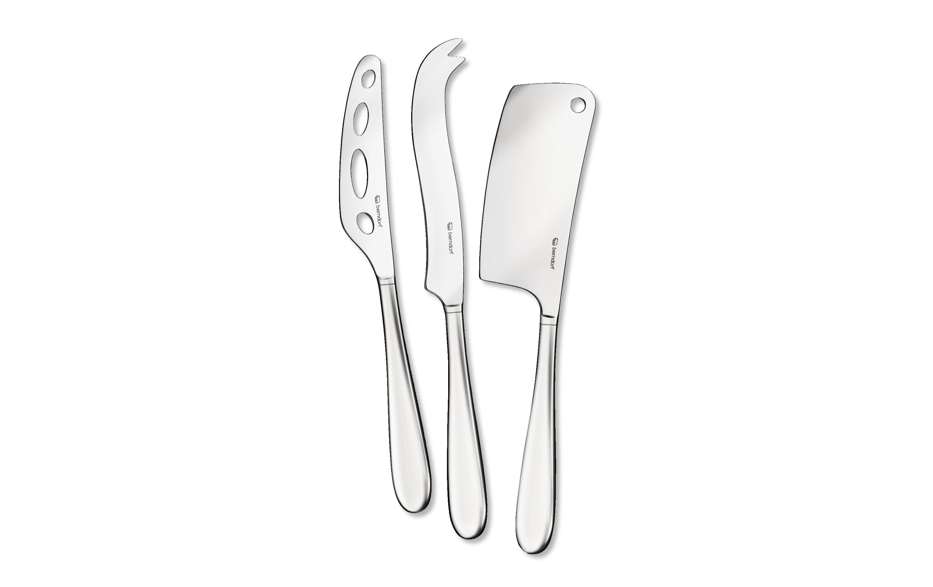 Berndorf Käsemesser-Set 3-teilig, Edelstahlklingen, Edelstahlgriff, Silber