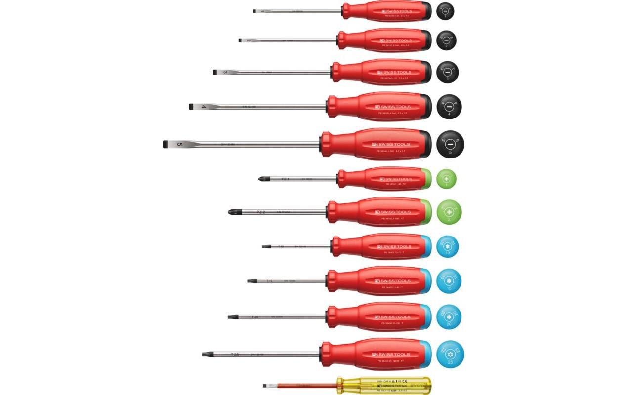 PB Swiss Tools SwissGrip Evo – Schraubenzieher-Set PH/PZ/SL/TX, Spannungsprüfer, PB 38472