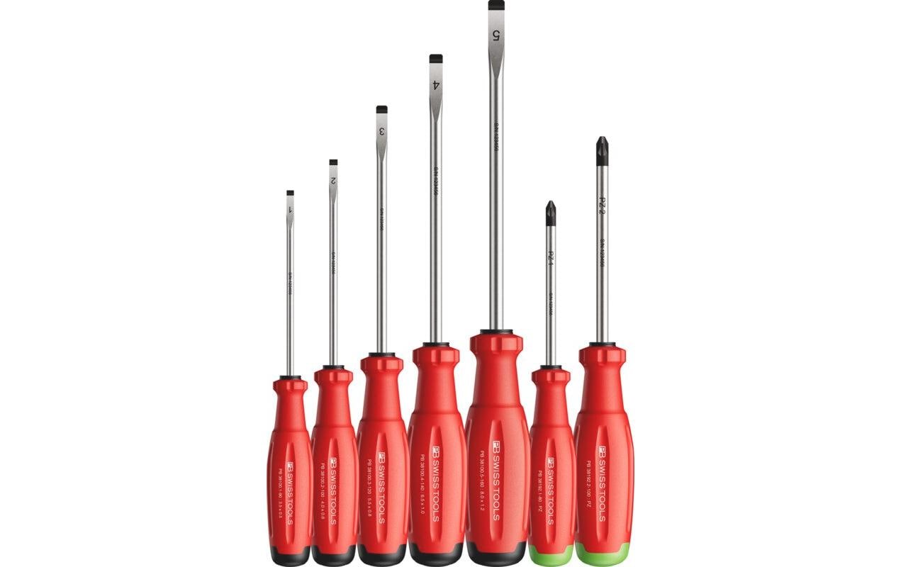 PB Swiss Tools SwissGrip Evo – Schraubenzieher-Set PZ/SL, 7-teilig, PB 38253.CBB