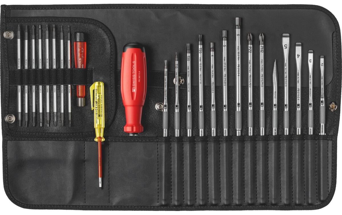 PB Swiss Tools SwissGrip Evo – Multi-Bit-Schraubenzieher-Set PH/PZ/SL/TX/HEX, 31-teilig, Etui, PB 38515