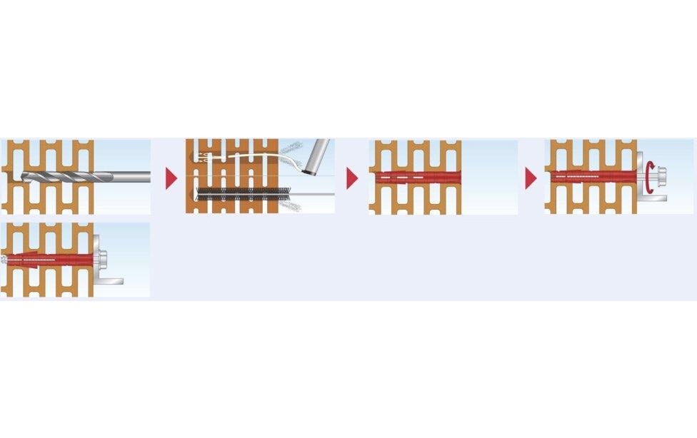 TOX Parallel-Spreizdübel Bizeps – Ø 8 × 90 mm, Nylon, Rot, 50 Stk., für Beton