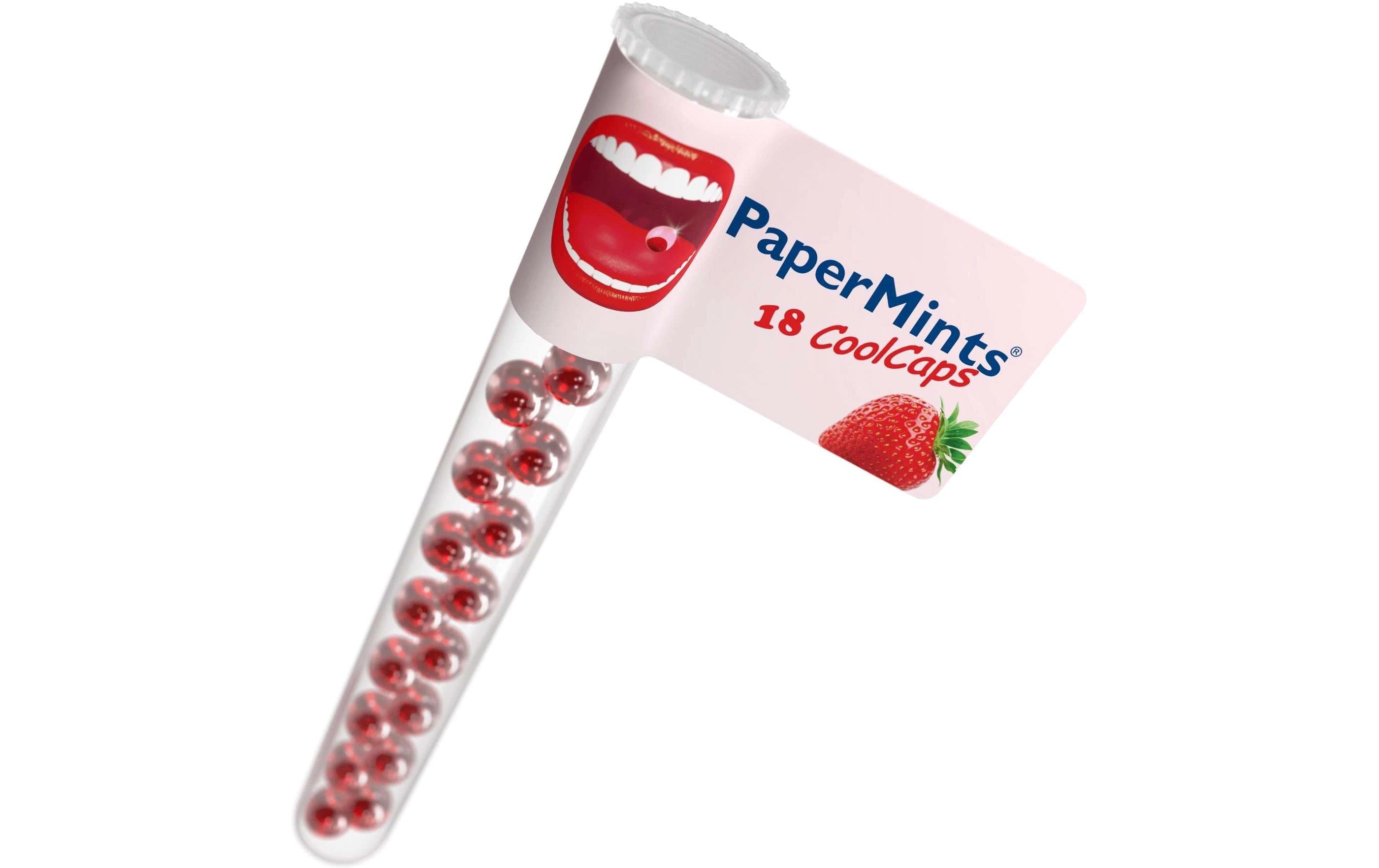 Papermints Cool Caps Lutschbonbons – Erdbeere, zuckerfrei – 1,5 g
