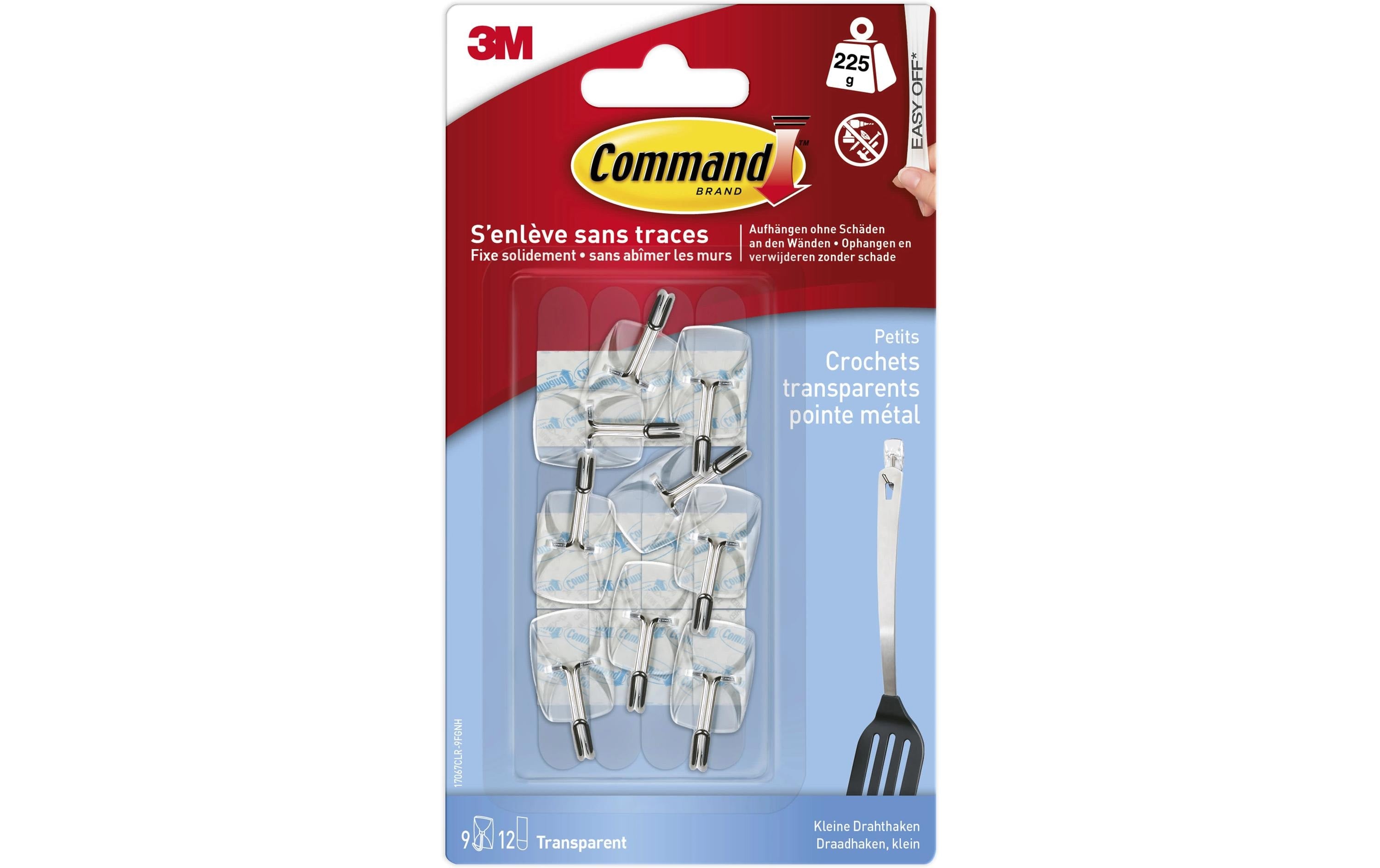 Command Haken – Metall – Transparent – Ablösbar – 0,225 kg – 9 Stück