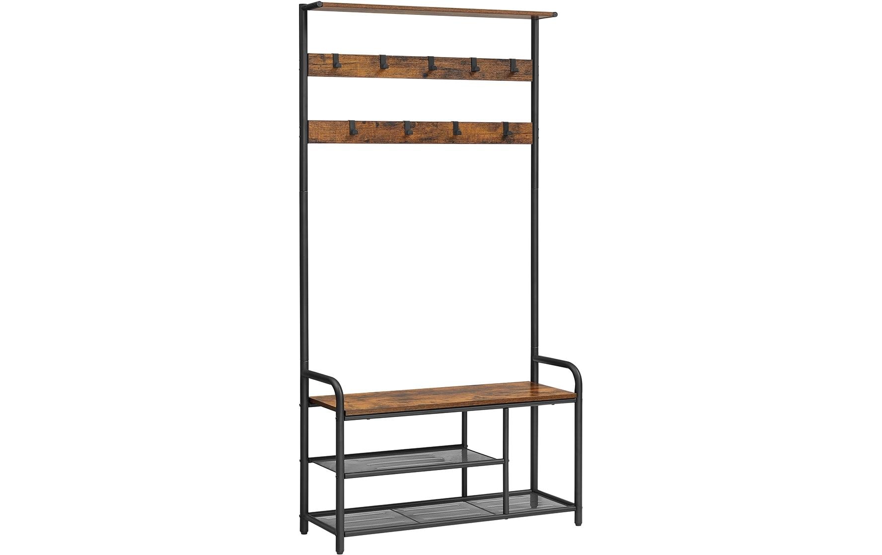 Vasagle Garderobe mit Schuhregal – Stahl/Spanplatte, Braun, 85 × 30 × 180,5 cm