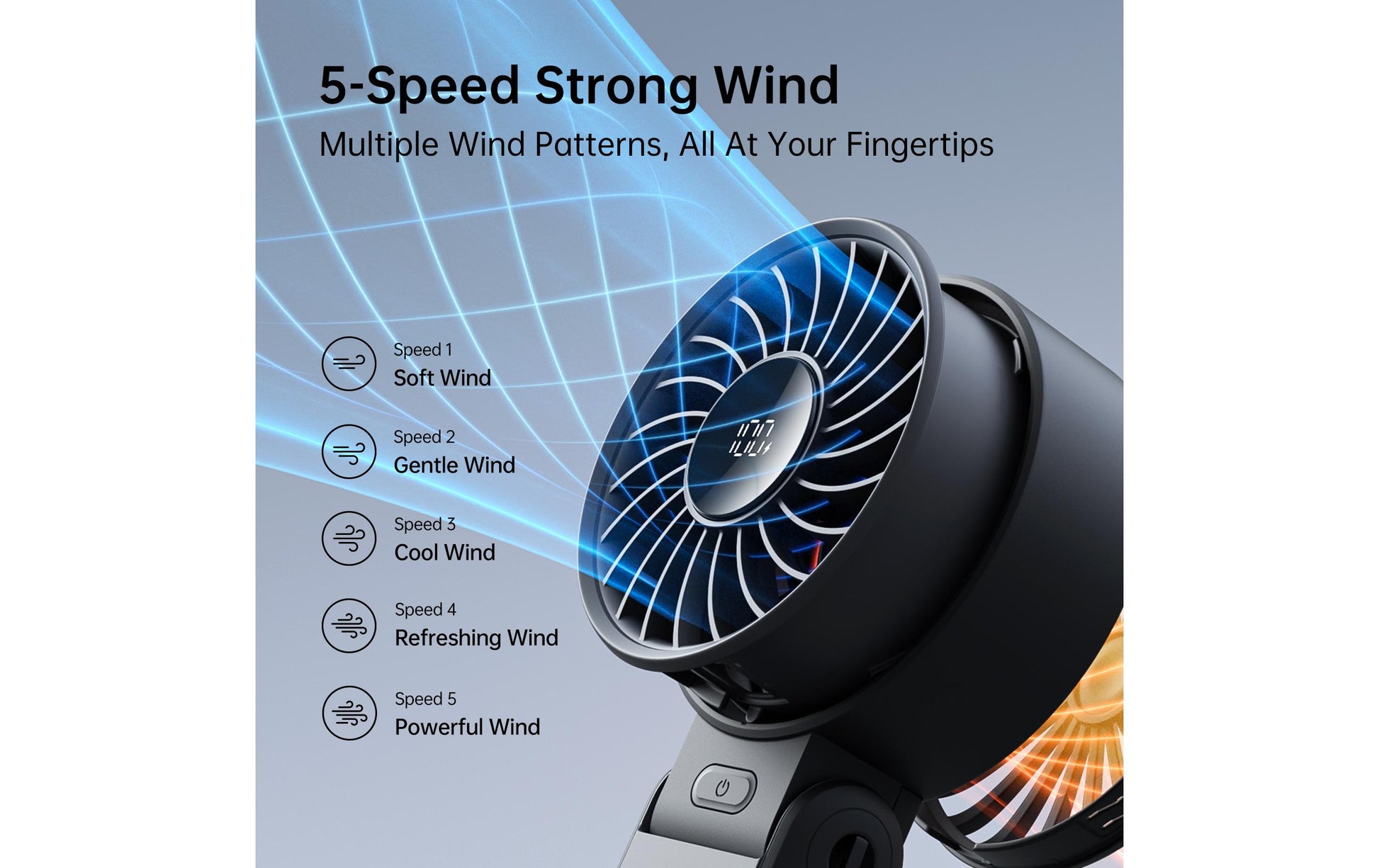 Jisulife Handventilator Handheld Fan 7 – 3600 mAh, Akkubetrieb, USB, Schwarz