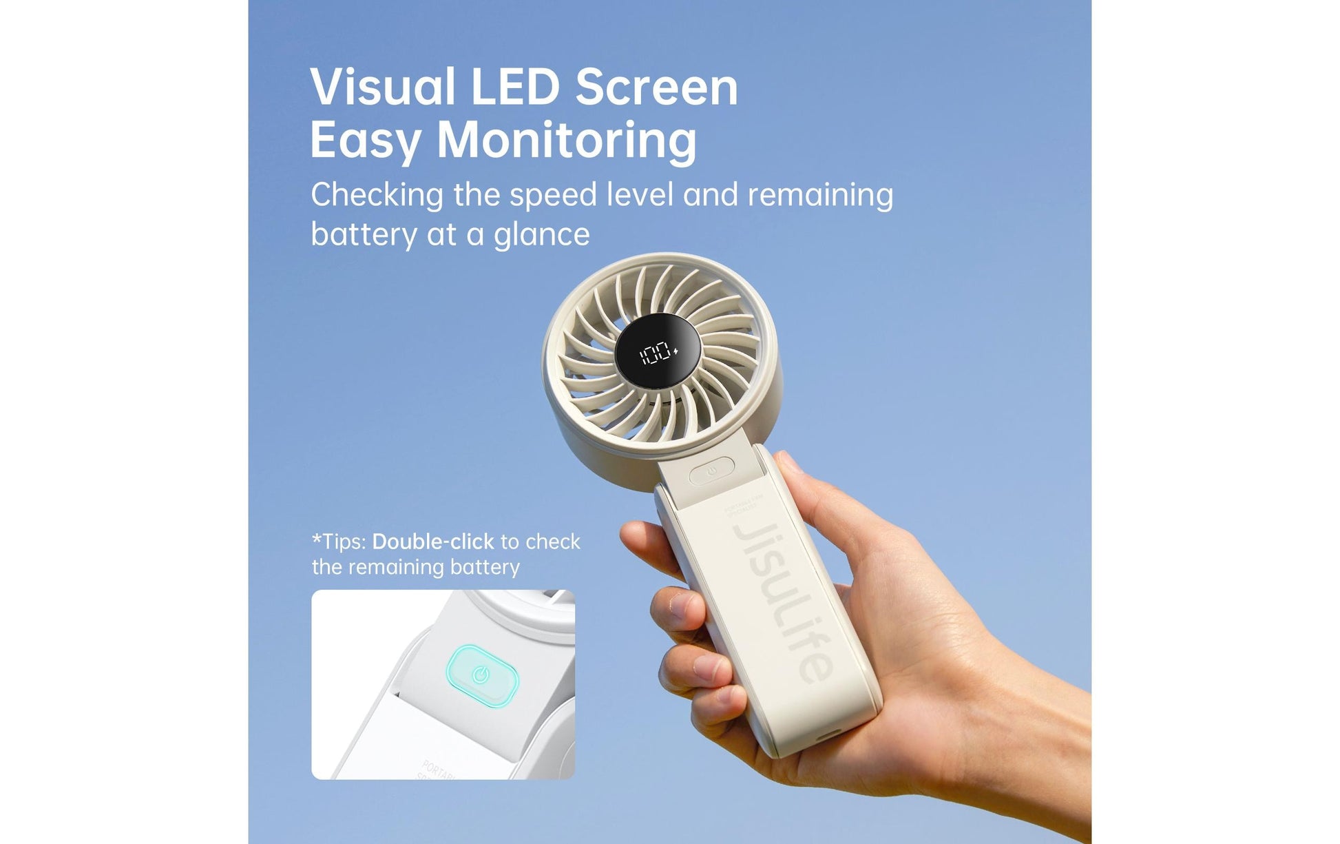 Jisulife Handventilator Handheld Fan 7 – 3600 mAh, Grau