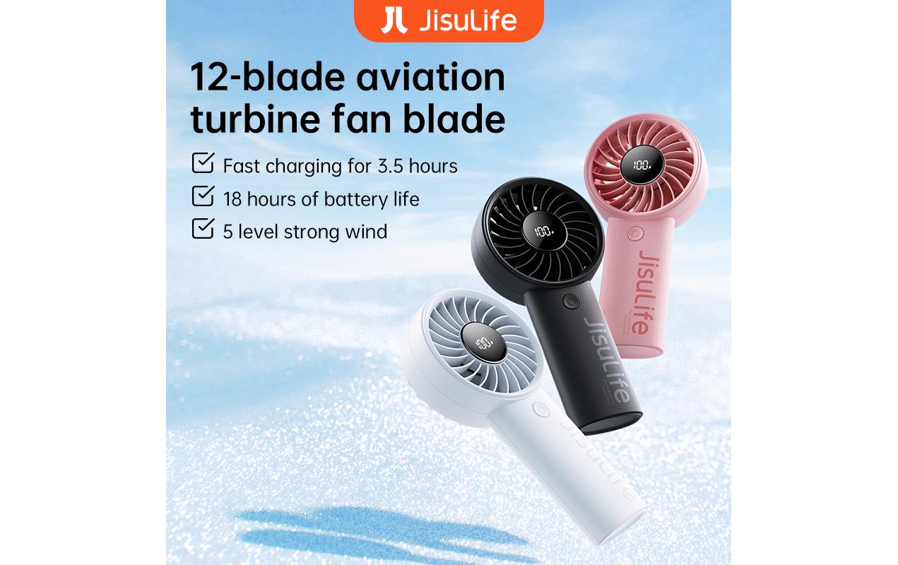 Jisulife Handventilator – 3600 mAh, Grau