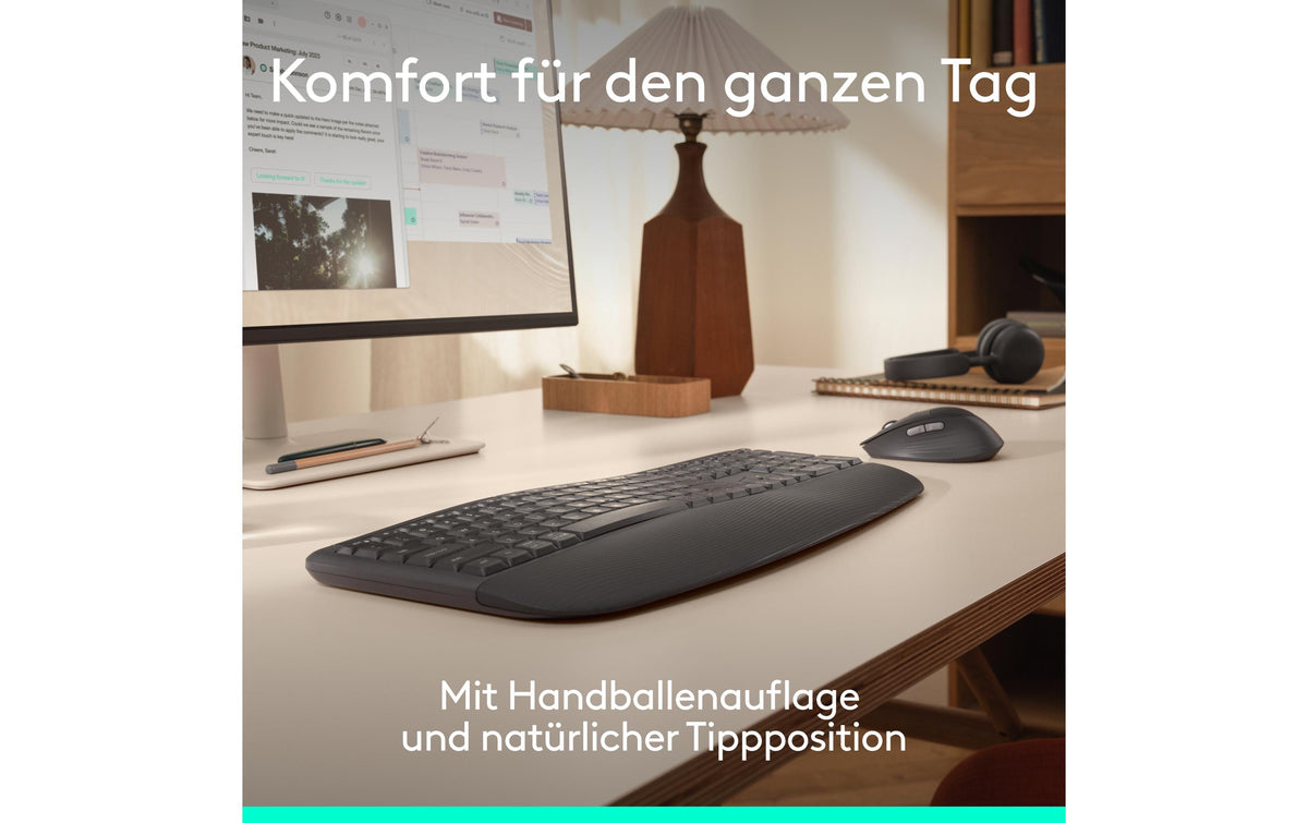 Logitech Signature Comfort Plus MK880 – Tastatur-Maus-Set – Bluetooth – mit Handgelenkauflage – Schwarz