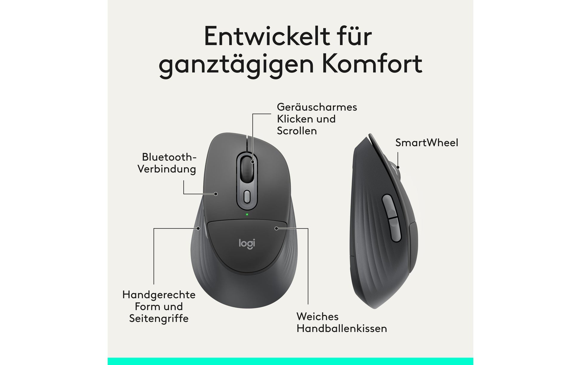 Logitech Signature Comfort Plus MK880 – Tastatur-Maus-Set – Bluetooth – mit Handgelenkauflage – Schwarz