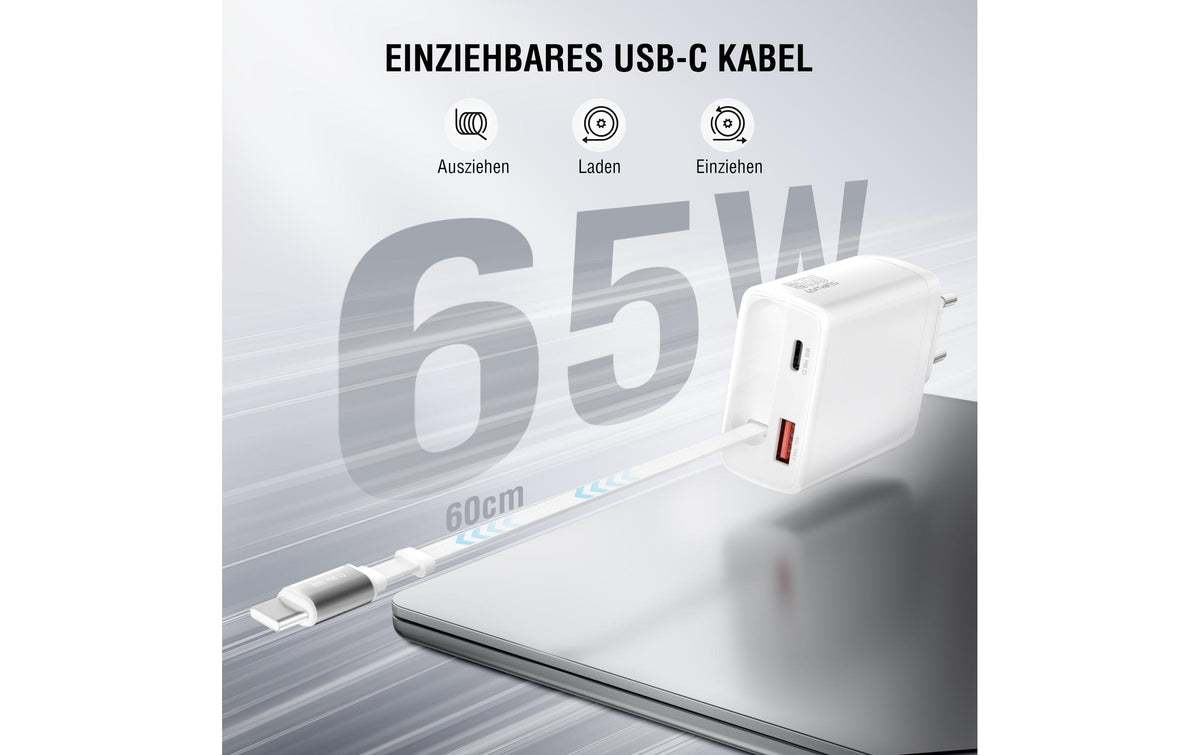 4smarts PDPlug Slim GaN Jojo USB-Ladegerät 65 W – USB-C×1, USB-A×2 – PD – für Smartphone, Tablet, Laptop