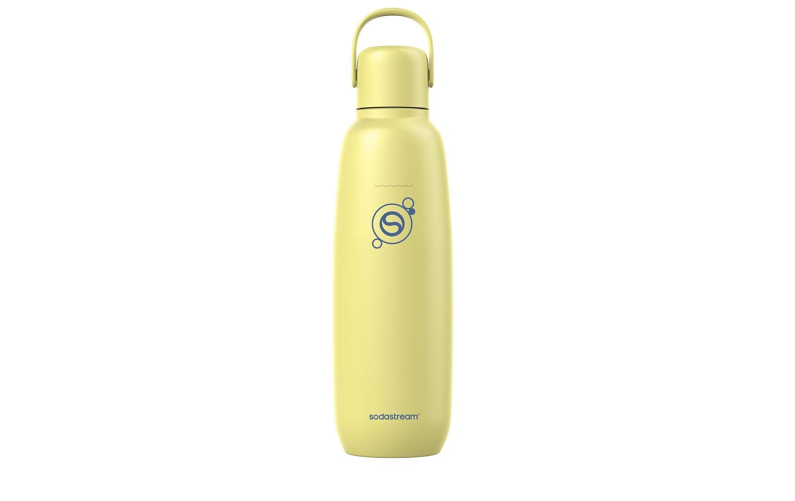 Sodastream Flasche Fizz&go cool Lemon Zest – 900 ml, für z. B. DUO, E-DUO, TERRA, Edelstahl, Zitronengelb