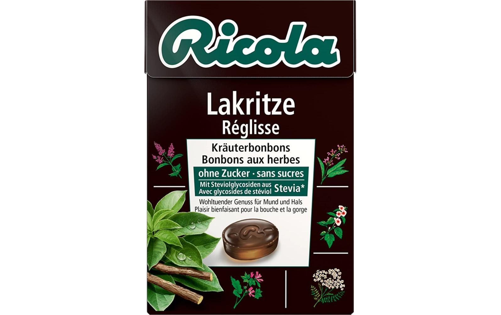 Ricola Lutschbonbons – Lakritze, zuckerfrei – 50 g