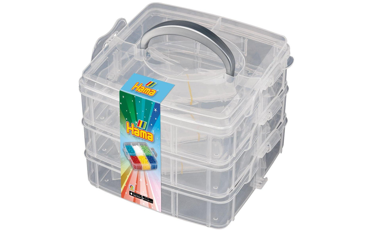 Hama Aufbewahrungsbox – 18 Fächer, 3 Schubladen, mit Deckel, grau/transparent, Kunststoff