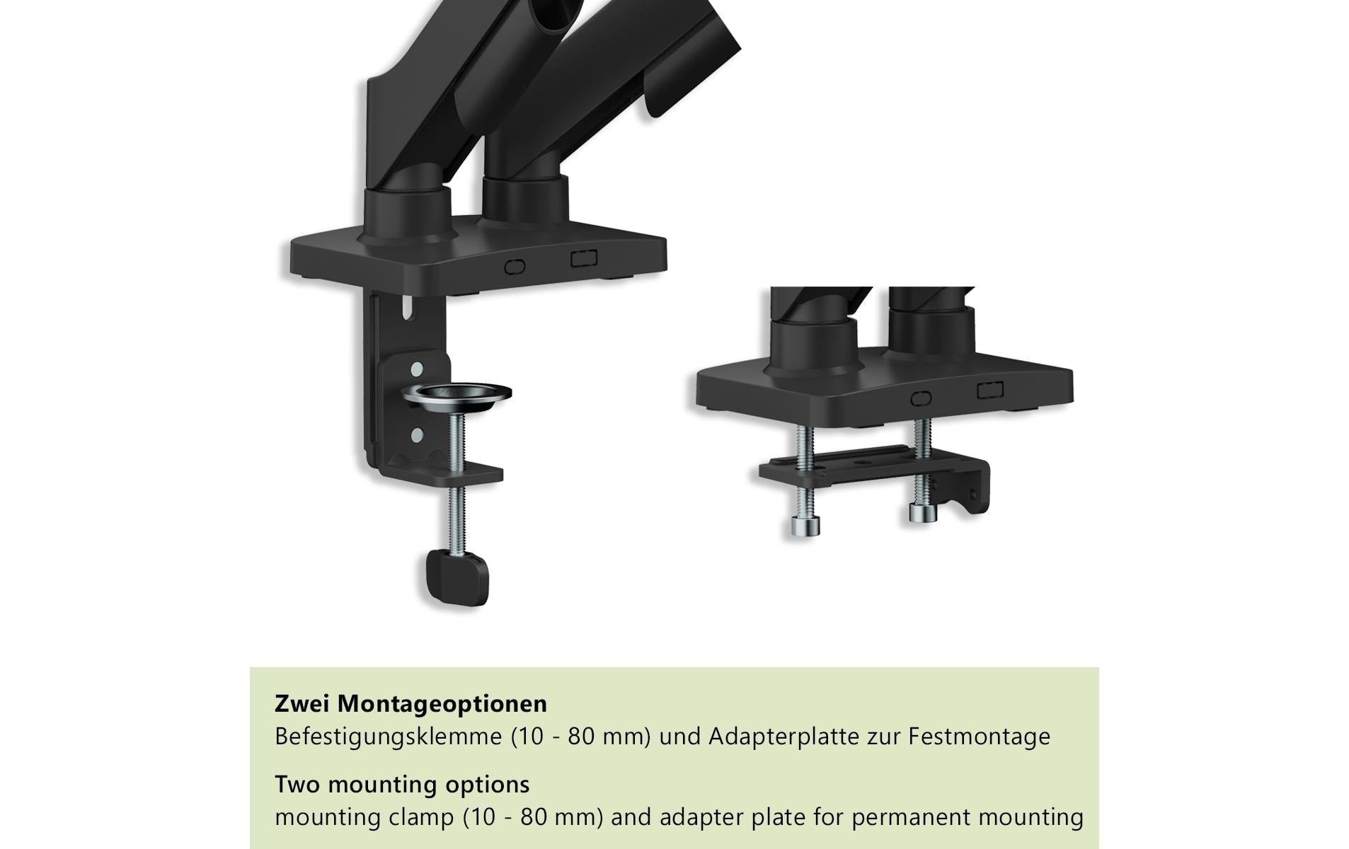 myWall Monitorarm Tischhalterung – 2 Monitore – bis 32" – bis 9 kg/Monitor – höhenverstellbar, neigbar – schwarz