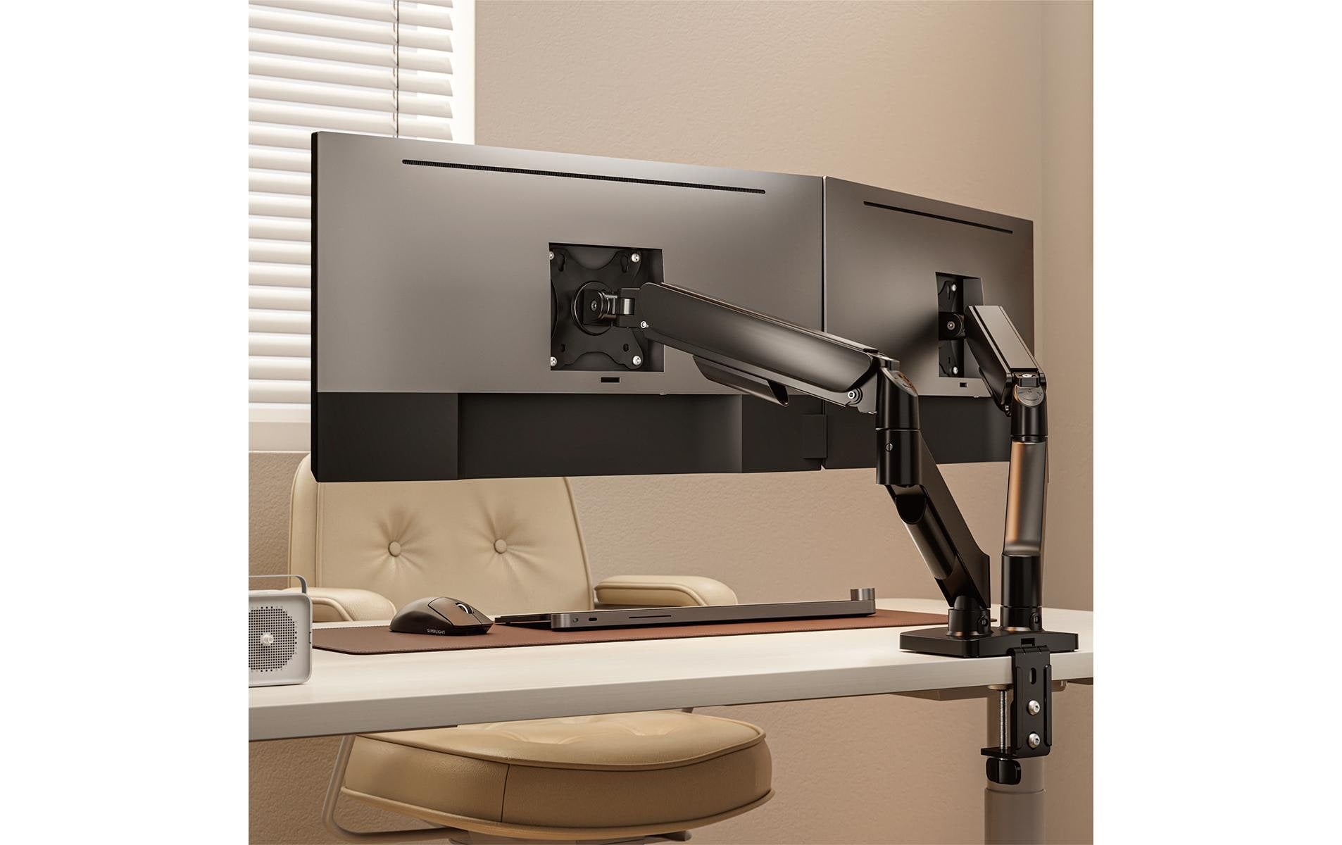 myWall Monitorarm Tischhalterung – 2 Monitore – bis 32" – bis 9 kg/Monitor – höhenverstellbar, neigbar – schwarz