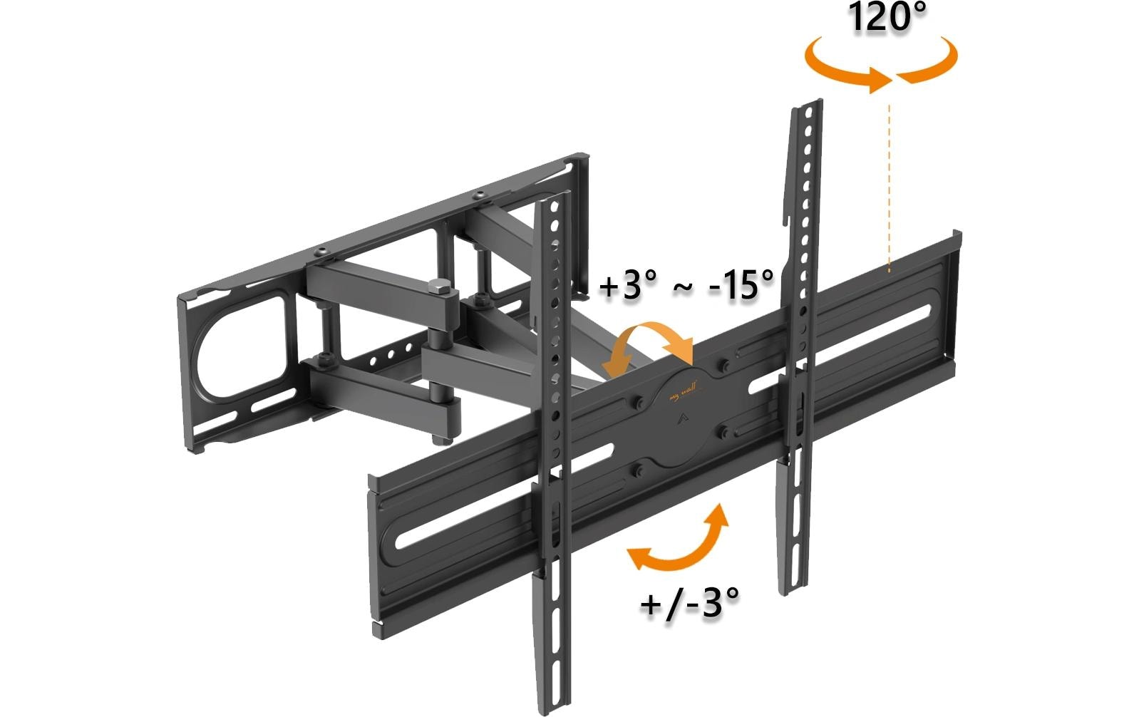 myWall My Wall Wandhalterung – Vollbeweglich – 37–80" – VESA 100×100–600×400 – bis 40 kg, Höhenverstellbar – Schwarz