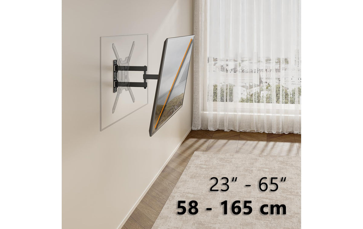 myWall My Wall Vollbewegliche Wandhalterung – 23–65" – VESA 100×100–400×400 – bis 30 kg, Schwarz