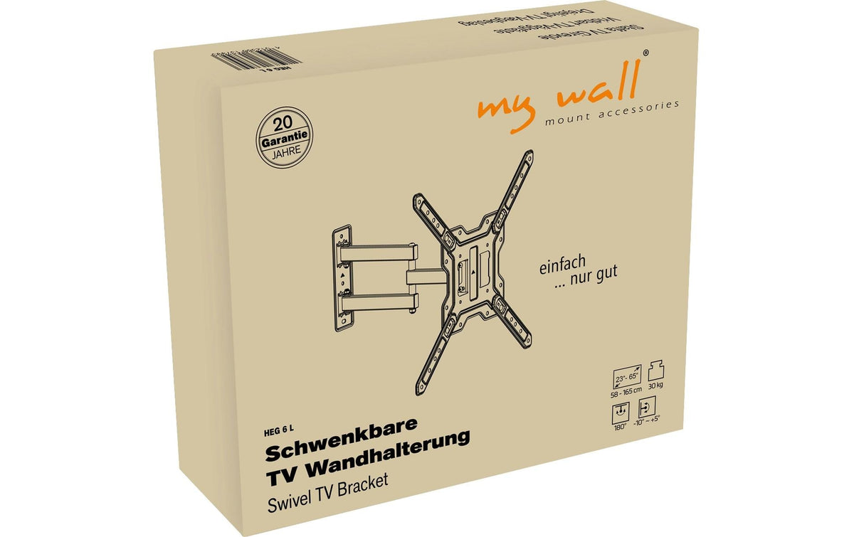 myWall My Wall Vollbewegliche Wandhalterung – 23–65" – VESA 100×100–400×400 – bis 30 kg, Schwarz